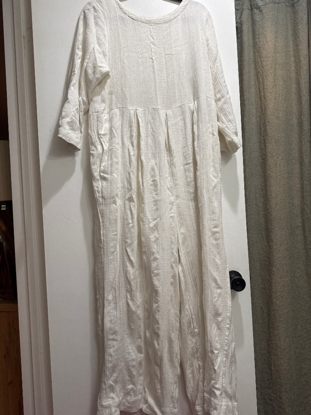 Free People | White 3/4-sleeve knit oversized jumpsuit